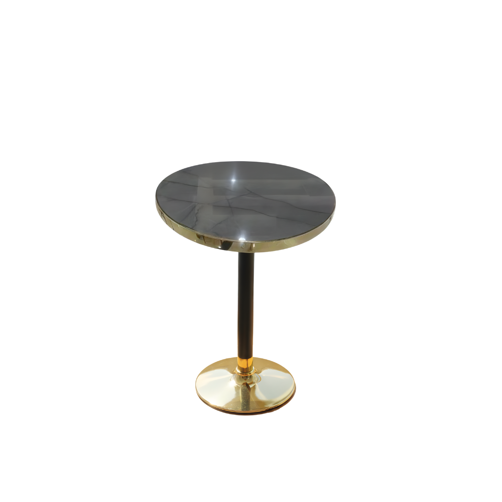 Luxury Round Coffee Table with Marble Finish Top & Gold Metal Base | Modern Café, Living Room & Hotel Coffee Table for Premium Interiors