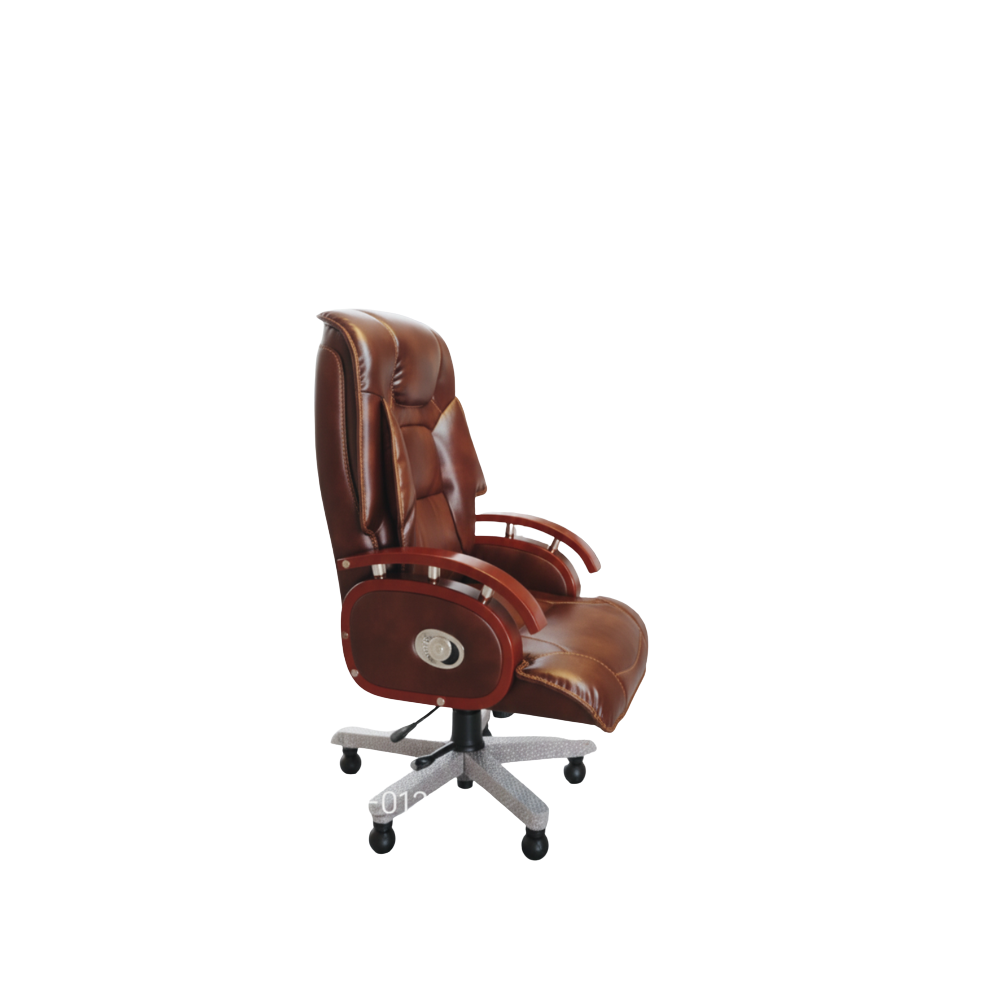 Beeds F121 Luxury Executive Office Chair | High Back Cushioned Boss Chair with Premium Leatherette Upholstery, Wooden Armrests, Heavy Metal Base & Smooth Wheels