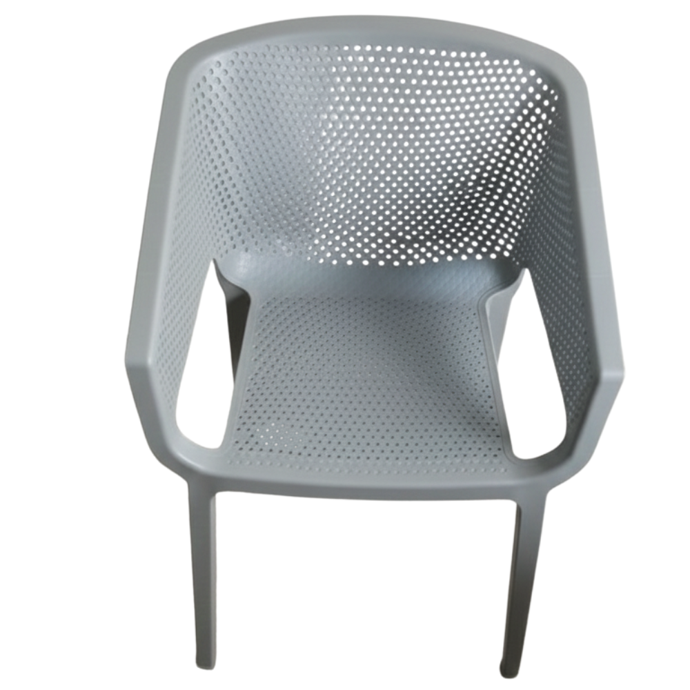 BEEDS  Chair 682 Premium Plastic Arm Chair with Perforated Design | Lightweight & Durable Chair for Home, Balcony, Cafe, Garden, Office & Outdoor Use
