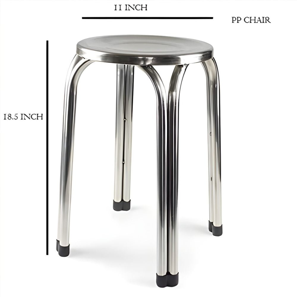 Beeds Stainless Steel Stool – Portable, Lightweight, Anti-Skid Bar Stool for Kitchen, Home, Doctor Clinic, Office with Easy-to-Clean Chrome Finish and Durable Metal Frame