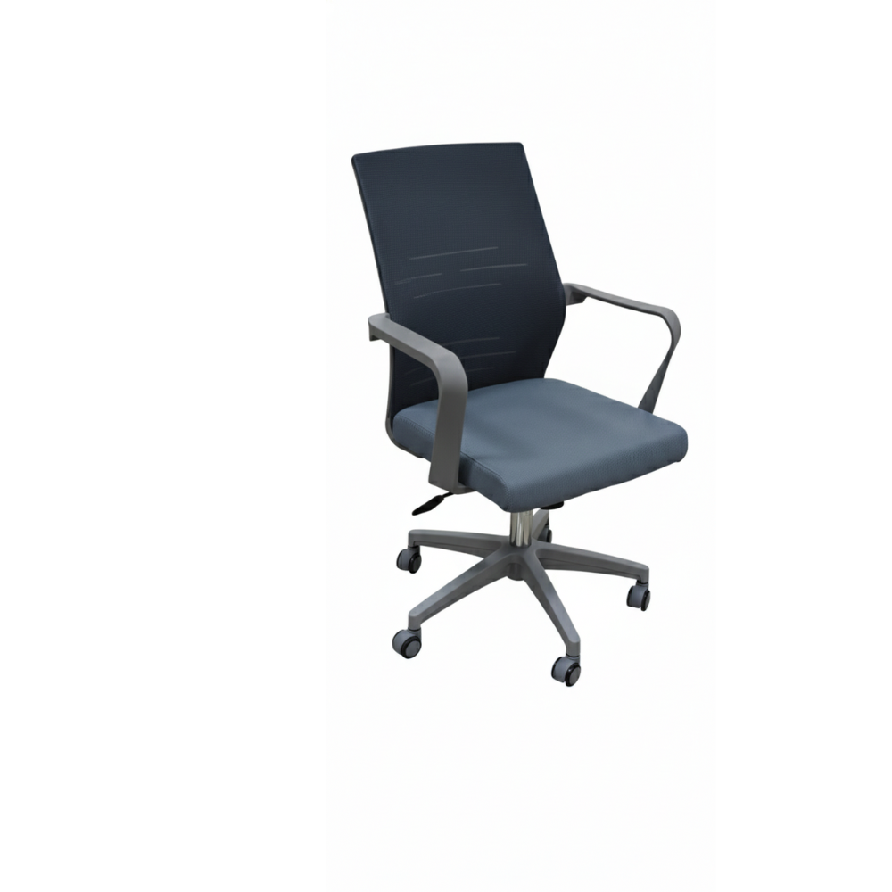 BEEDS 903 M Ergonomic Mesh Office Chair with Fabric Seat | Medium Back Revolving Chair with Cushioned Seat, Strong Nylon Base & Smooth Castor Wheels for Office & Home