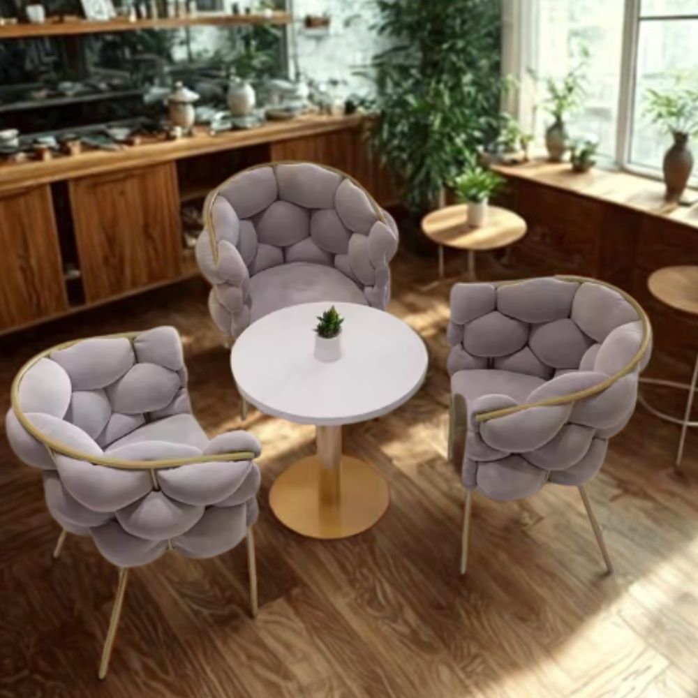 RSE Bedroom Accent Chair with Plush Upholstery, Designer Gold Frame, Modern Luxury Armchair for Living Room & Bedroom