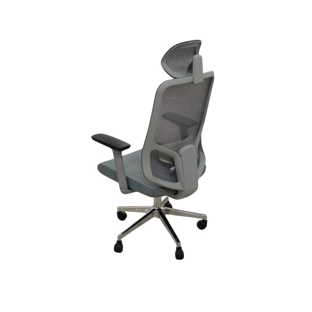 814 Ergonomic High Back Mesh Office Chair with Adjustable Headrest & Lumbar Support | Premium Revolving Chair with Chrome Base & Smooth Castors for Office & Home