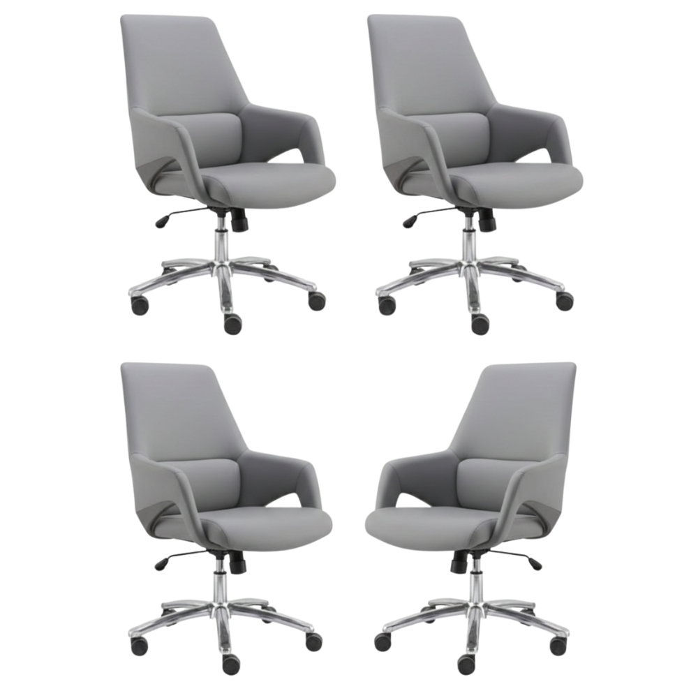 BEEDS B20 Executive Revolving Office Chair | Premium Cushioned Seating with Armrests | Height Adjustable Ergonomic Chair with Chrome Base & Smooth Castors