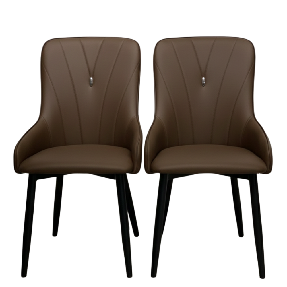 BEEDS  Dining Chair 505 | Luxury Upholstered Dining Chair in Coffee Grey | Modern Comfort Chair for Dining Room, Restaurant, Hotel & Café Seating