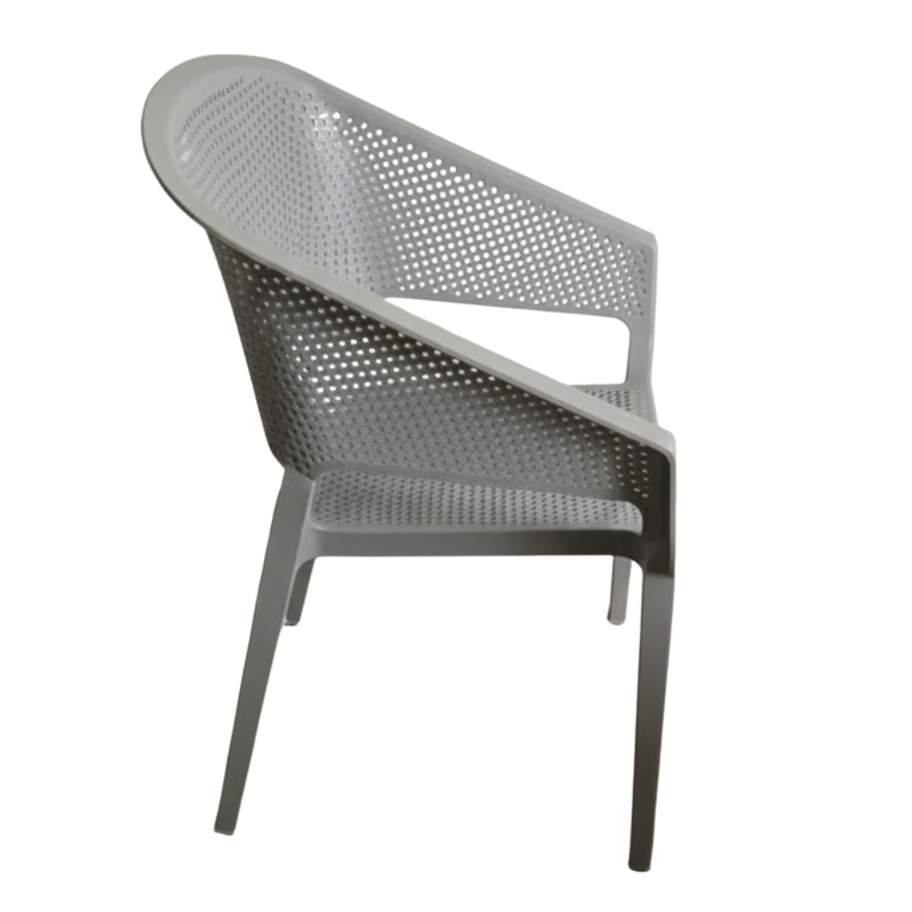 BEEDS  Chair 682 Premium Plastic Arm Chair with Perforated Design | Lightweight & Durable Chair for Home, Balcony, Cafe, Garden, Office & Outdoor Use