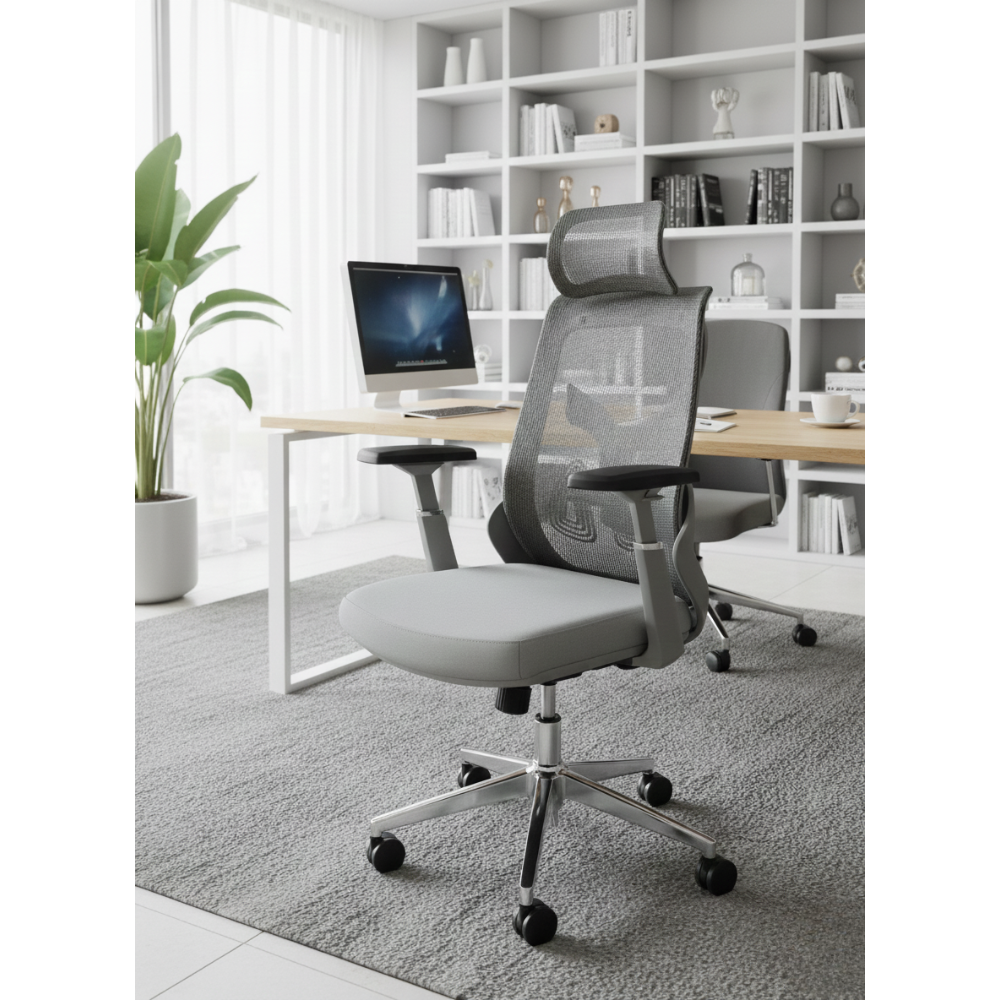 BEEDS Revolving Chair 8803 High Back Ergonomic Mesh Office Chair with Adjustable Headrest, Lumbar Support & Swivel Base