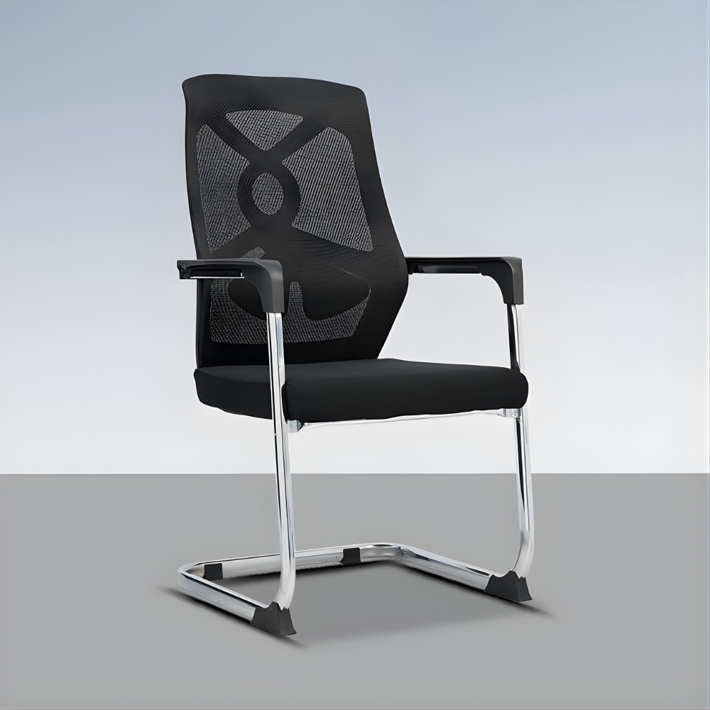 Beeds 915C Visitor Chair with Breathable Mesh Back | Ergonomic Office Waiting Chair with Armrest | Conference & Reception Chair