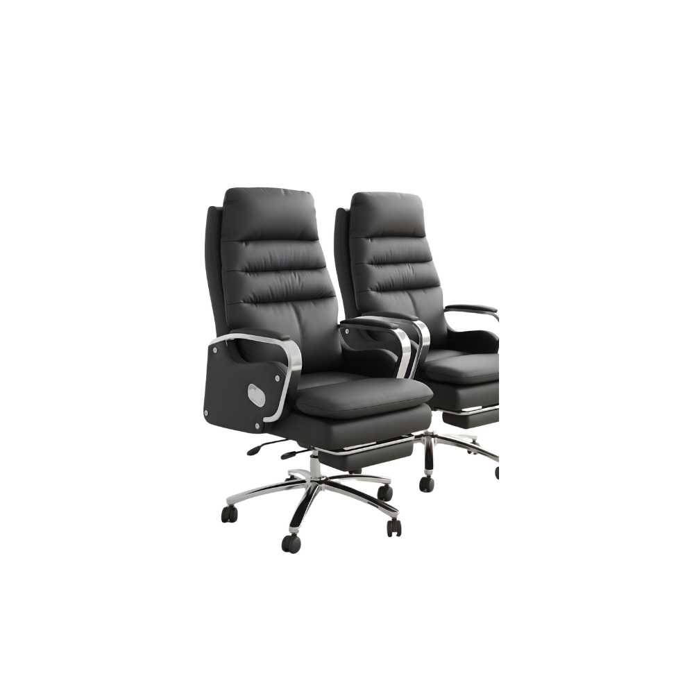 Beads xecutive Office Chair A012 | High Back Premium Leatherette Chair with Heavy Cushioning, Reclining Mechanism, Chrome Base & Armrests (Black)