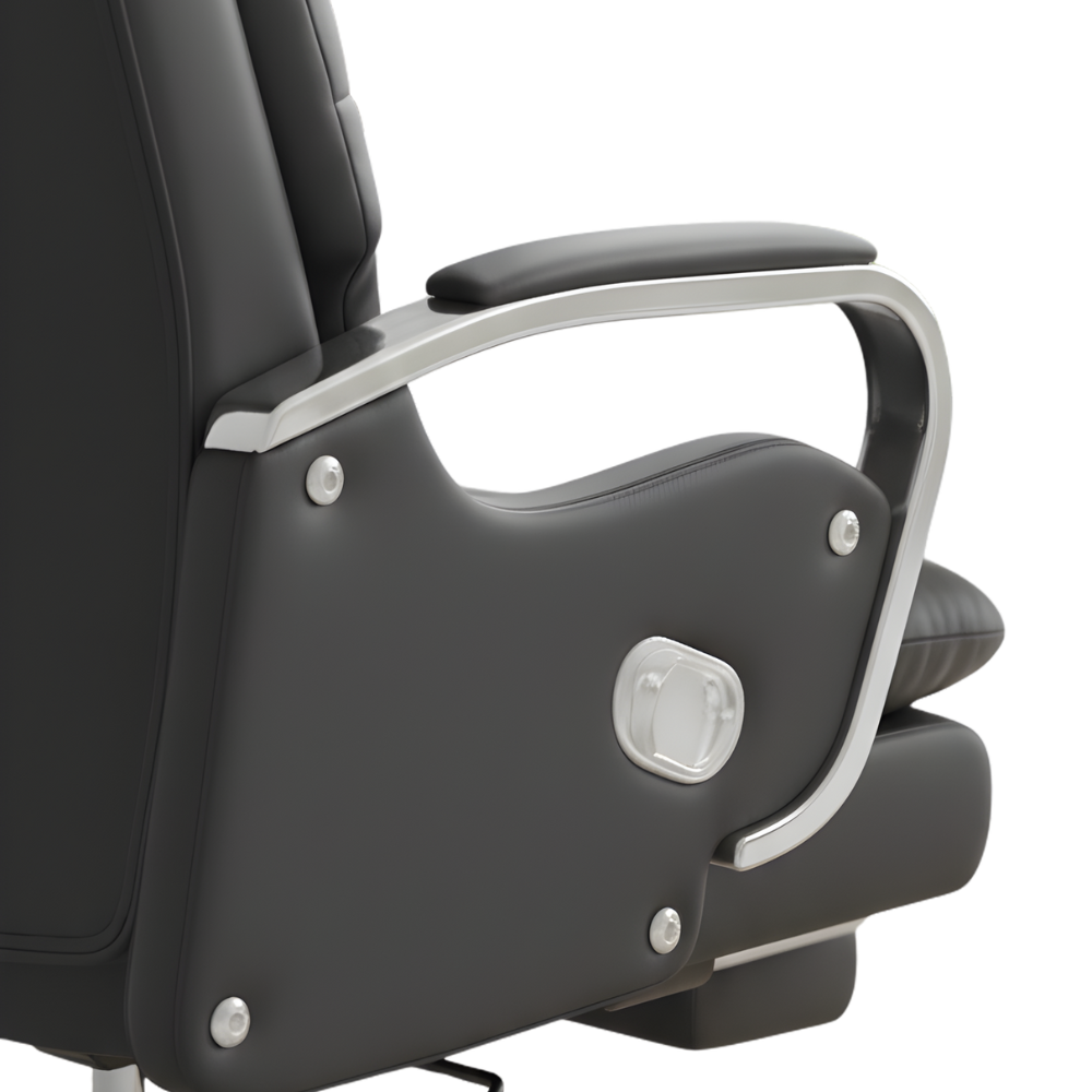 Beads xecutive Office Chair A012 | High Back Premium Leatherette Chair with Heavy Cushioning, Reclining Mechanism, Chrome Base & Armrests (Black)