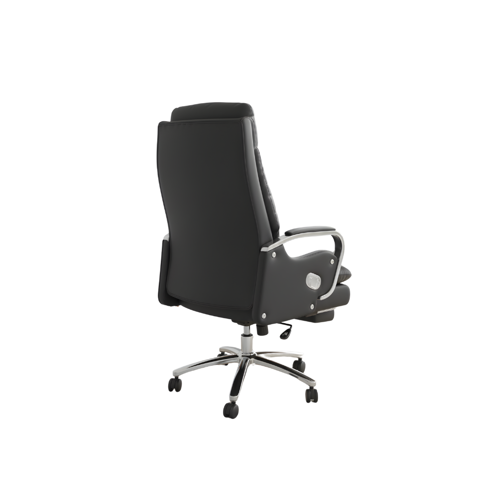 Beads xecutive Office Chair A012 | High Back Premium Leatherette Chair with Heavy Cushioning, Reclining Mechanism, Chrome Base & Armrests (Black)