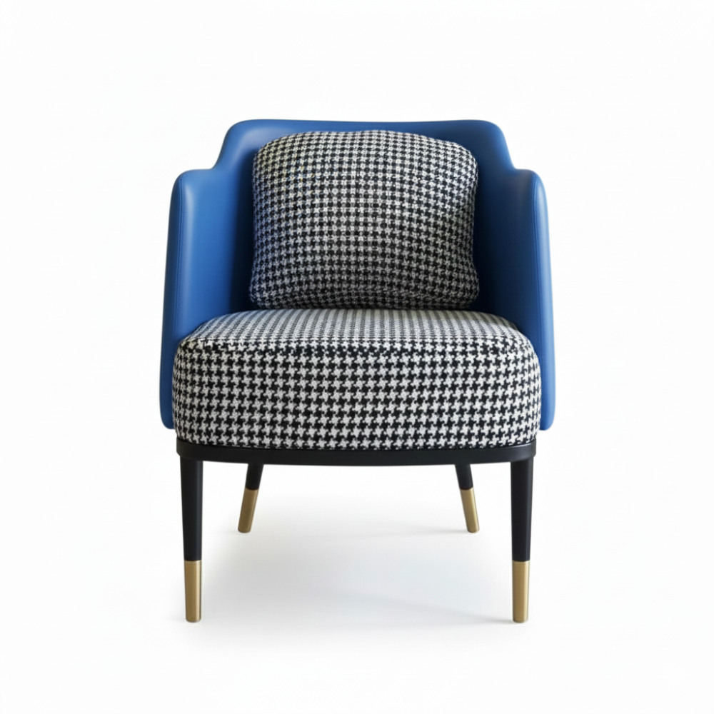 Beeds Bedroom Accent Chair with Houndstooth Upholstery, Modern Armchair, Comfortable Seating for Living Room & Bedroom, Sturdy Designer Legs