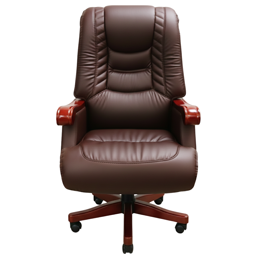 Beeds 7036 Premium Office Recliner Chair with Cushioned High Back, Wooden Armrests & Smooth Reclining Mechanism, Luxury Executive Recliner for Office, Cabin & Home Study