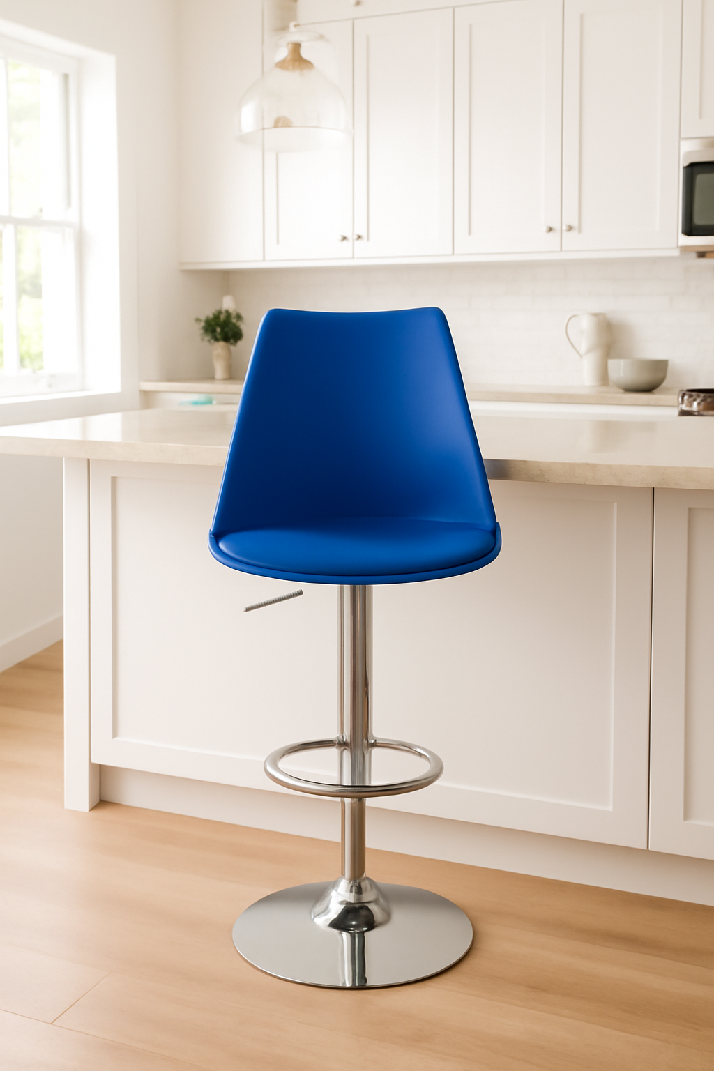 RSE Rapid Bar Stool Adjustable Height with Footrest, Modern Design, Smooth Chrome Base, Comfortable Seat, Perfect for Kitchen, Home, and Commercial Use