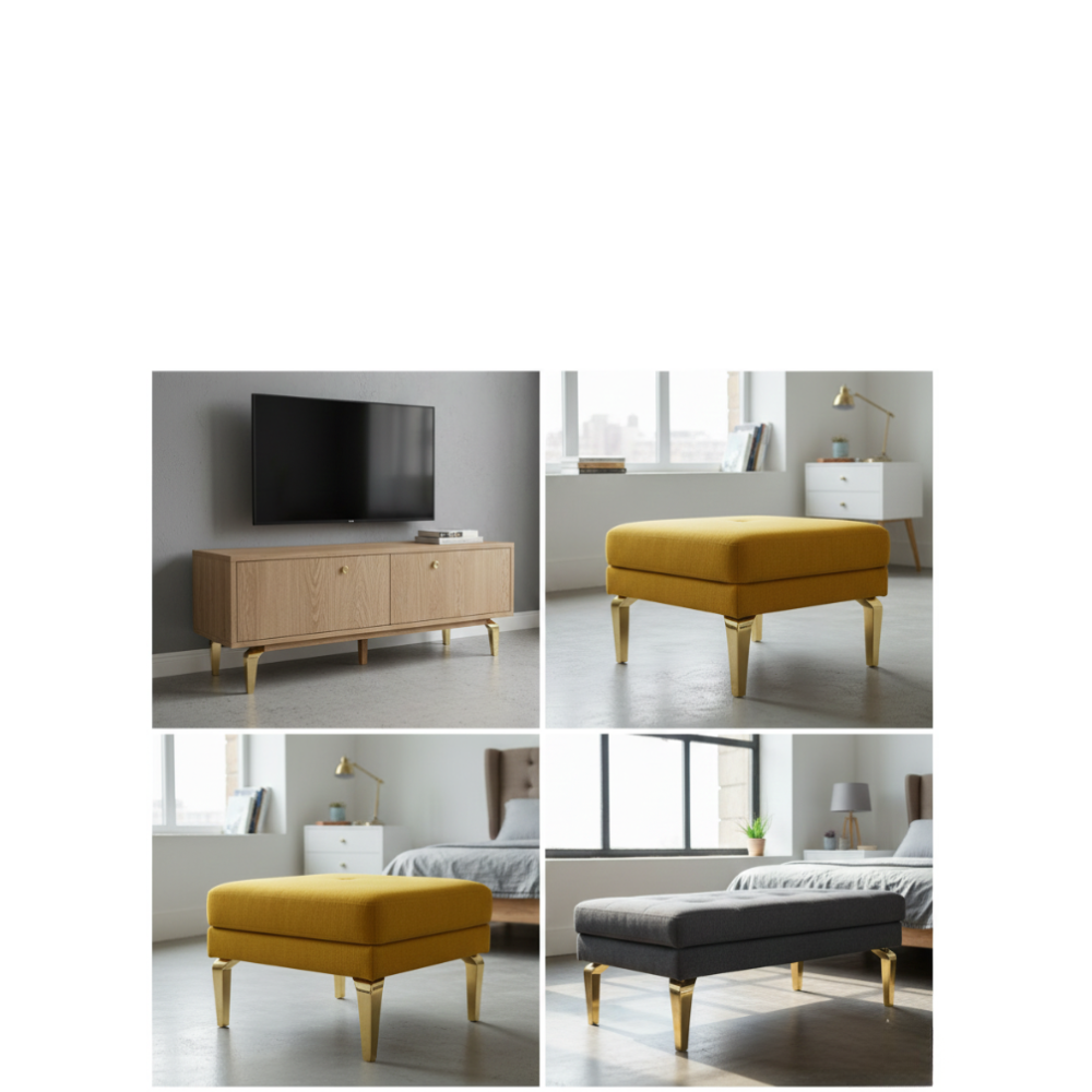 6 Inch Dubai Style Metal Furniture Leg | Premium Gold Finish Decorative Sofa, Chair, Bed & Cabinet Support Leg | Heavy Duty Furniture Hardware Accessory