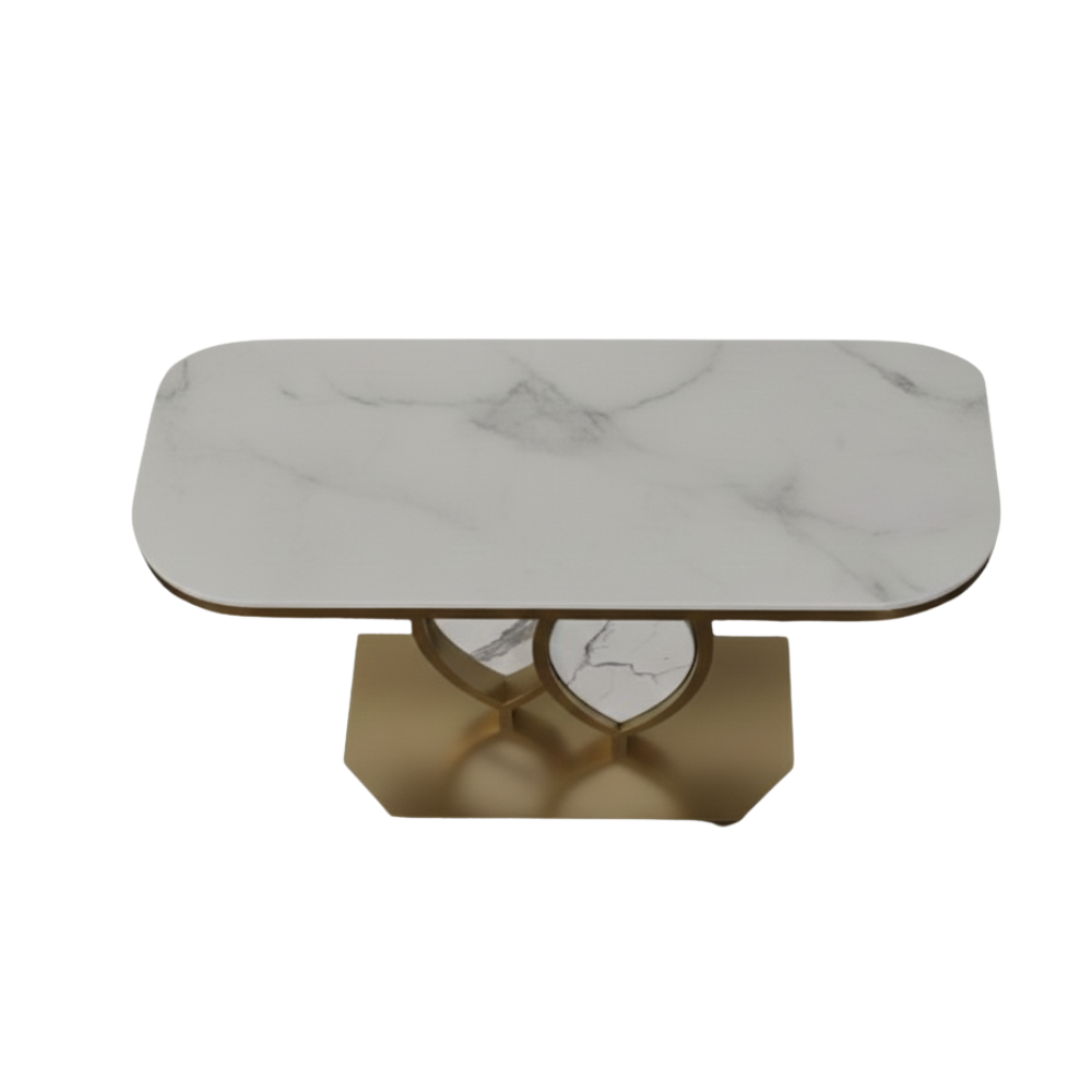 Beeds CS-508 Luxury Console Table with Marble Finish Top & Gold Stainless Steel Base, Modern Designer Entryway Console for Living Room, Hallway, Hotel Lobby & Office Décor