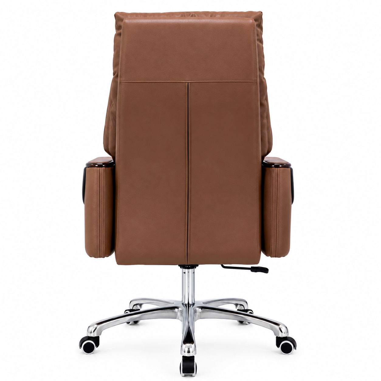 709 Premium High Back Executive Office Chair | Brown Cushioned Revolving Chair with Chrome Base