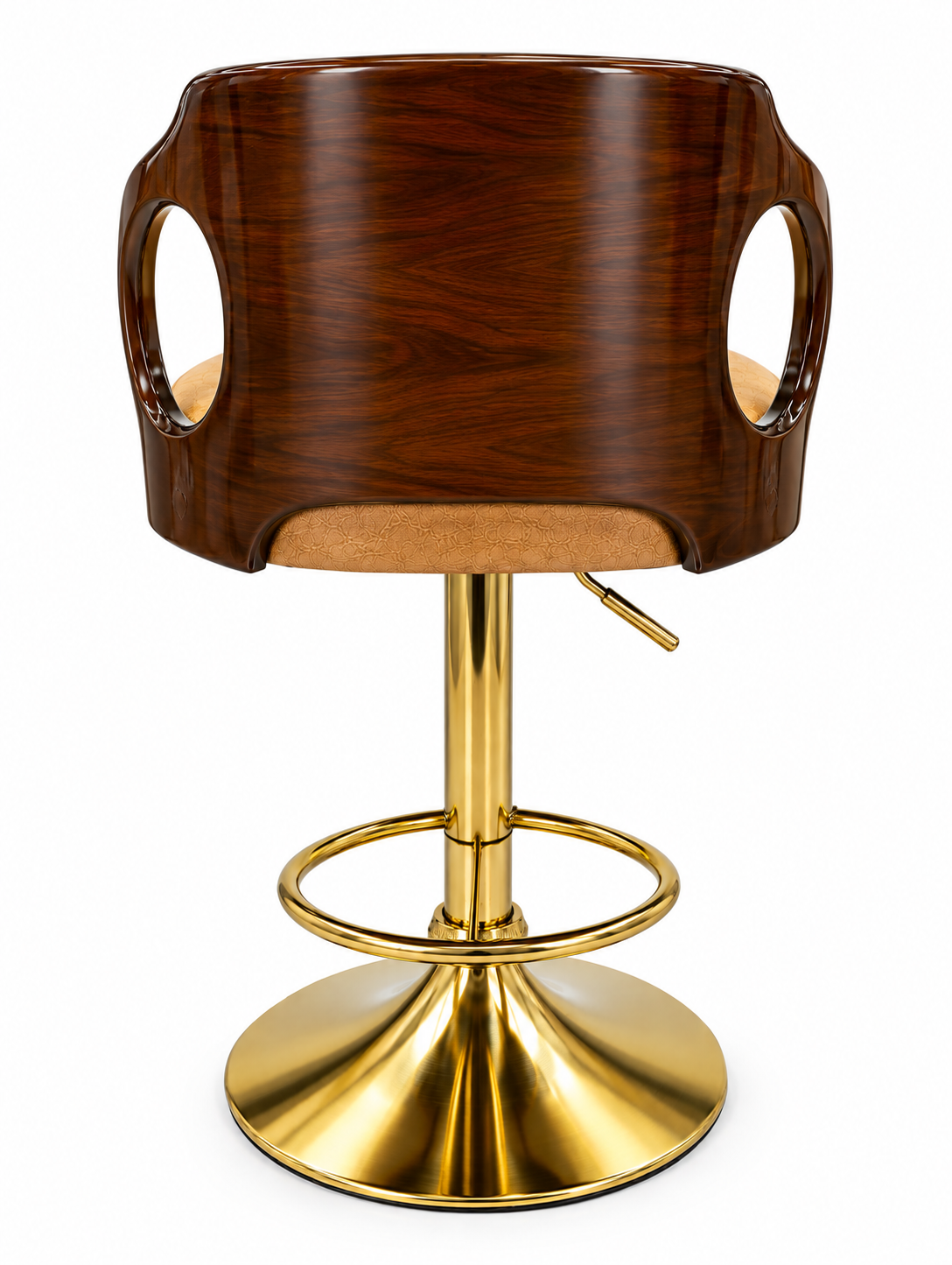 Magic Stool | Cream Cushioned Bar Stool with Wooden Backrest, Chrome Hydraulic Lift & Round Base | Premium Kitchen, Bar & Counter Stool
