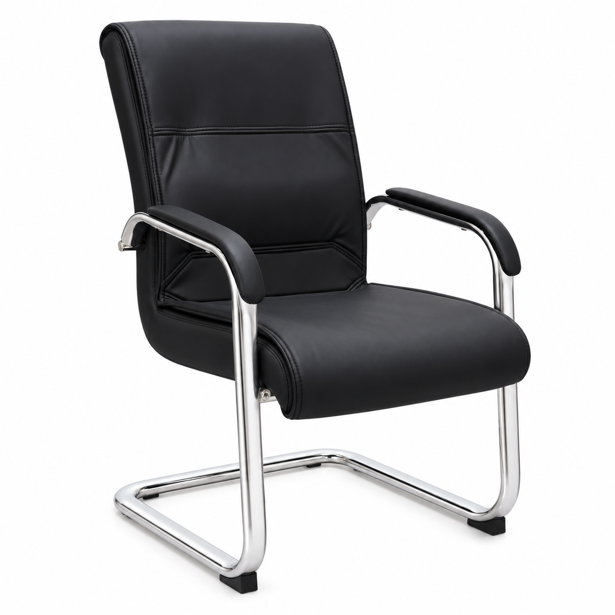 846 Visitor Chair | Black Cushioned Visitor Chair with Chrome Cantilever Frame & Armrests | Premium Office, Reception & Meeting Chair