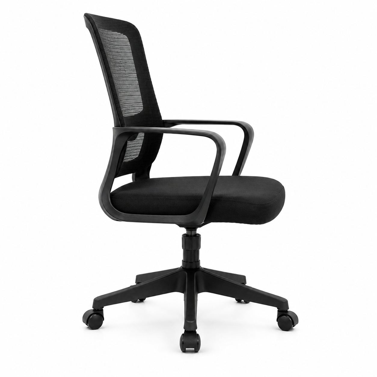 201 Ergonomic Mesh Office Chair | Mid-Back Revolving Chair with Cushioned Seat & Fixed Arms