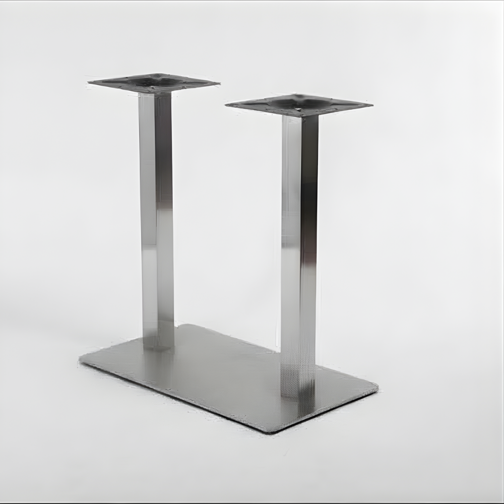BEEDS Commercial Double-Column Table Base - Modern Rectangular Pedestal Base, Stainless Steel Finish, Heavy-Duty Dining/Cafe Table Stand - [Finish: Steel, Black, White, Golden Accents]