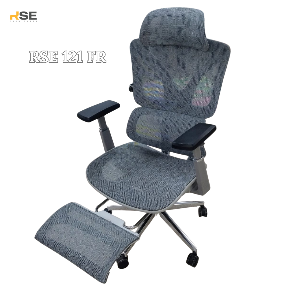 RSE 121 FR Ergonomic Office Chair with Headrest & Lumbar Support | Adjustable Mesh Computer Chair | Modern Workstation Chair for Office & Home
