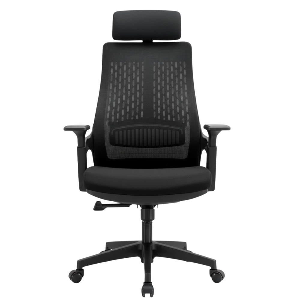 BEEDS 2020A High Back Office Revolving Chair with Headrest, Ergonomic Design, Cushioned Seat, Adjustable Height & Strong Base