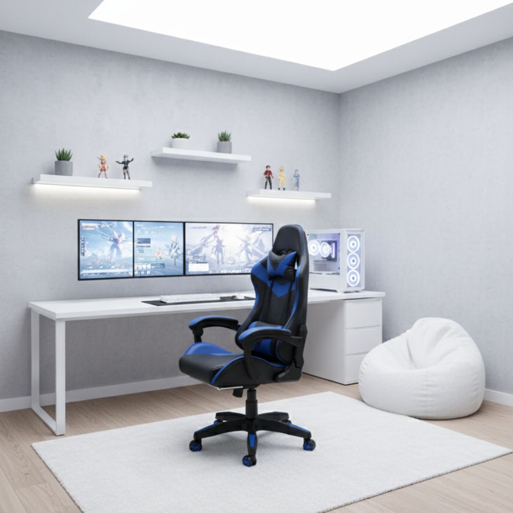 RSE High Back Reclining Gaming Chair with Footrest for PC & Office, Ergonomic Racer Style Computer Chair with Lumbar Support