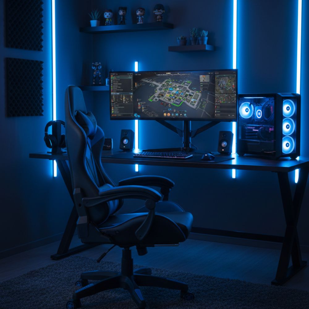 RSE High Back Reclining Gaming Chair with Footrest for PC & Office, Ergonomic Racer Style Computer Chair with Lumbar Support