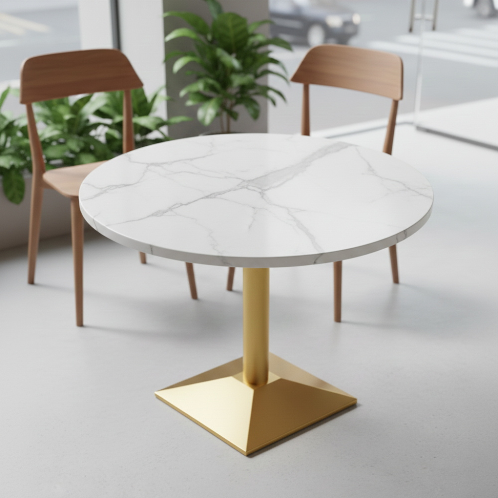 RSE Gold Single Pillar Table Base | Heavy Duty Metal Table Stand with Premium Gold Finish for Cafe, Restaurant, Dining & Commercial Furniture Use