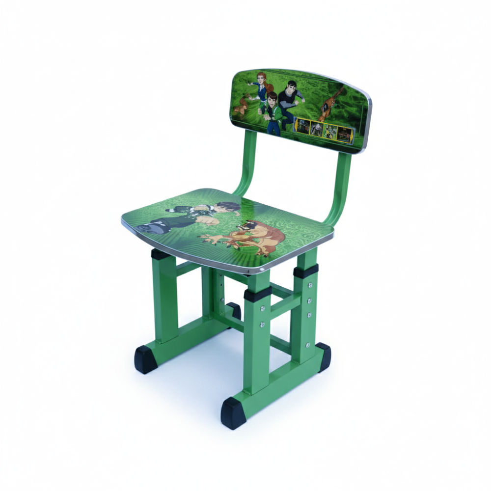 BEEDS Kids Study Desk and Chair Set with Adjustable Height, Cartoon Printed Tabletop, Storage Shelf & Strong Metal Frame