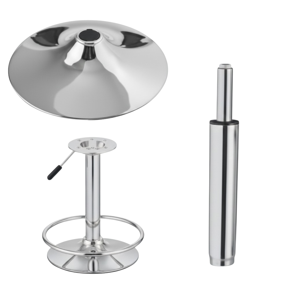 BEEDS Premium Bar Stool Base & Gas Lift Set - Chrome/Gold Plated Swivel Stand with Footrest & Hydraulic Cylinder - Replacement Kit for Adjustable Bar Stools