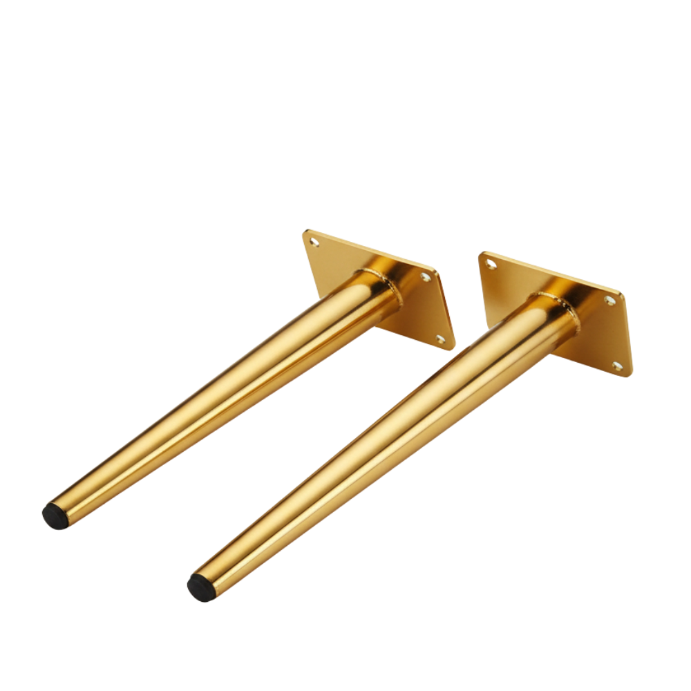 BEEDS Tapered Metal Furniture Legs - Modern Conical Replacement Legs for Sofa, Dresser, Cabinet, and Table - Gold