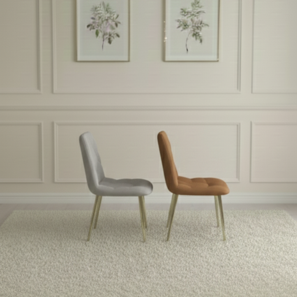 BEEDS Dining M01 6 Seater Dining Table Set | Marble Finish Top with Gold Metal Legs & 6 Upholstered Chairs | Modern Luxury Dining Furniture for Home & Restaurant