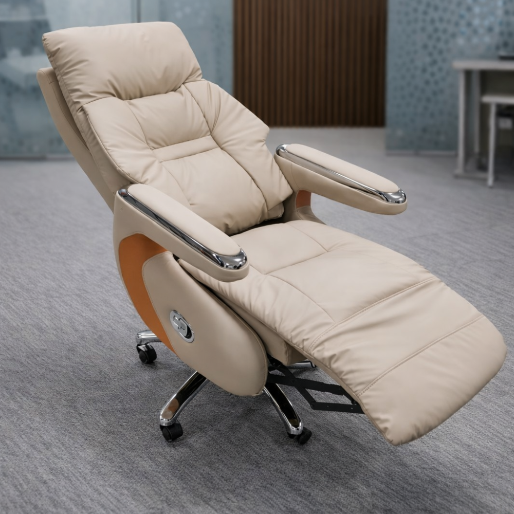RSE BOSS 09 Premium Executive Recliner Office Chair with Footrest | High Back Luxury Boss Chair | Comfortable Leatherette Office Chair for Office & Home