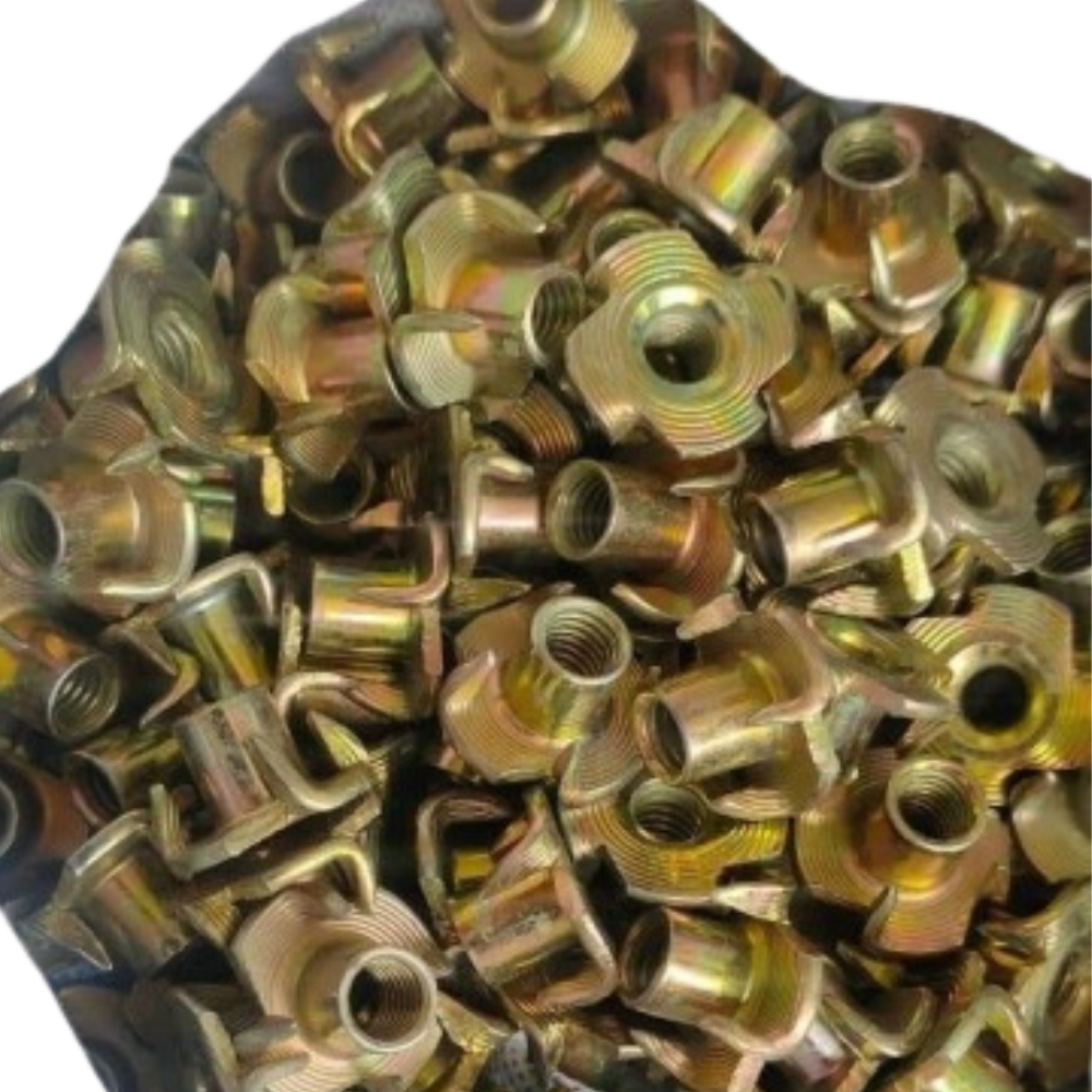 BEEDS  RSE T Nut M6 (6×10 mm ) | Heavy Duty Zinc Plated Furniture T-Nut Insert for Wood, MDF & Plywood | Strong Threaded Fastener for Chairs & Furniture