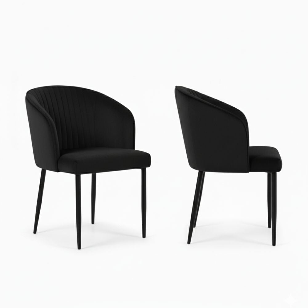 RSE Velvet Restaurant Chair with Black Metal Legs, Comfortable Curved Backrest, Premium Seating for Dining & Cafe