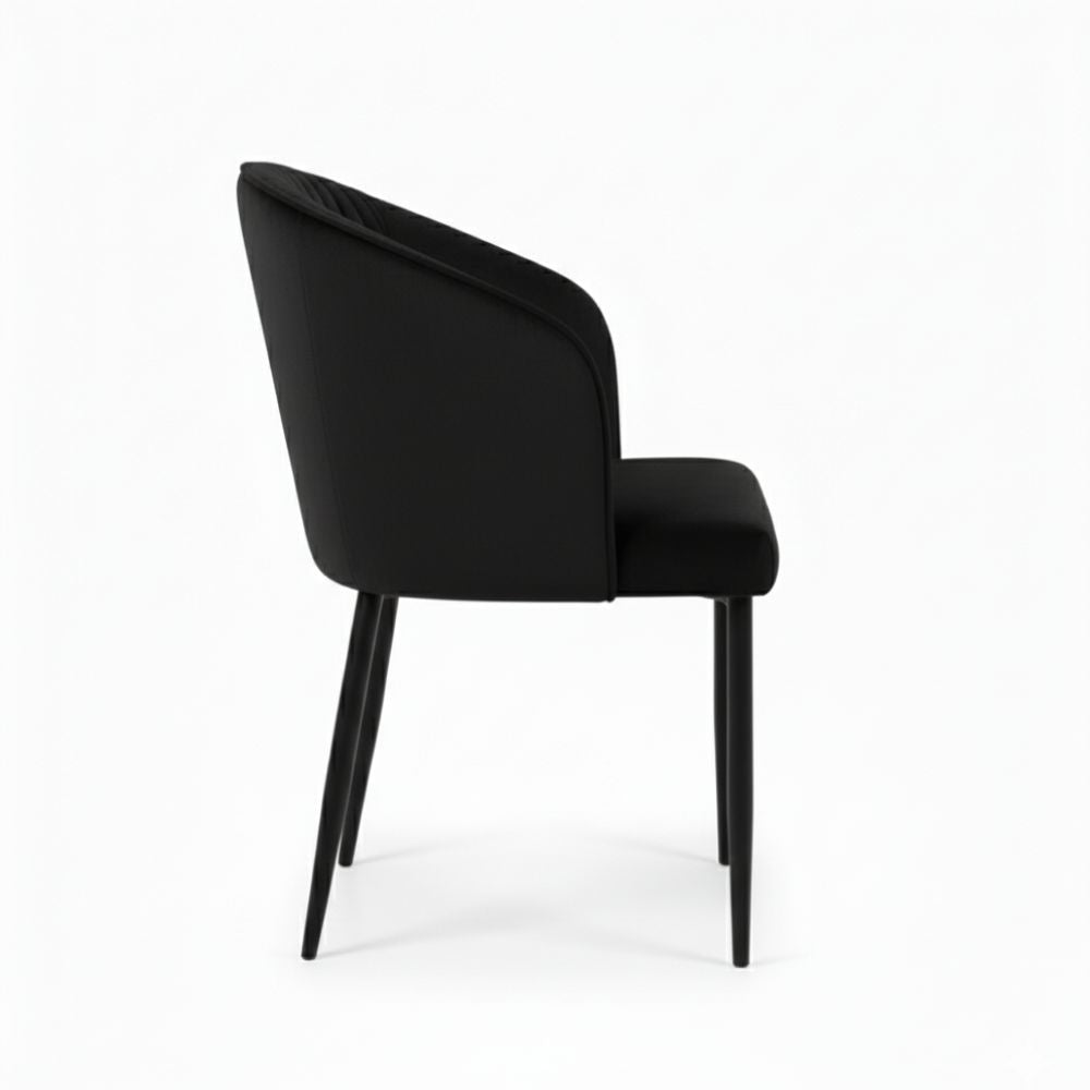 RSE Velvet Restaurant Chair with Black Metal Legs, Comfortable Curved Backrest, Premium Seating for Dining & Cafe