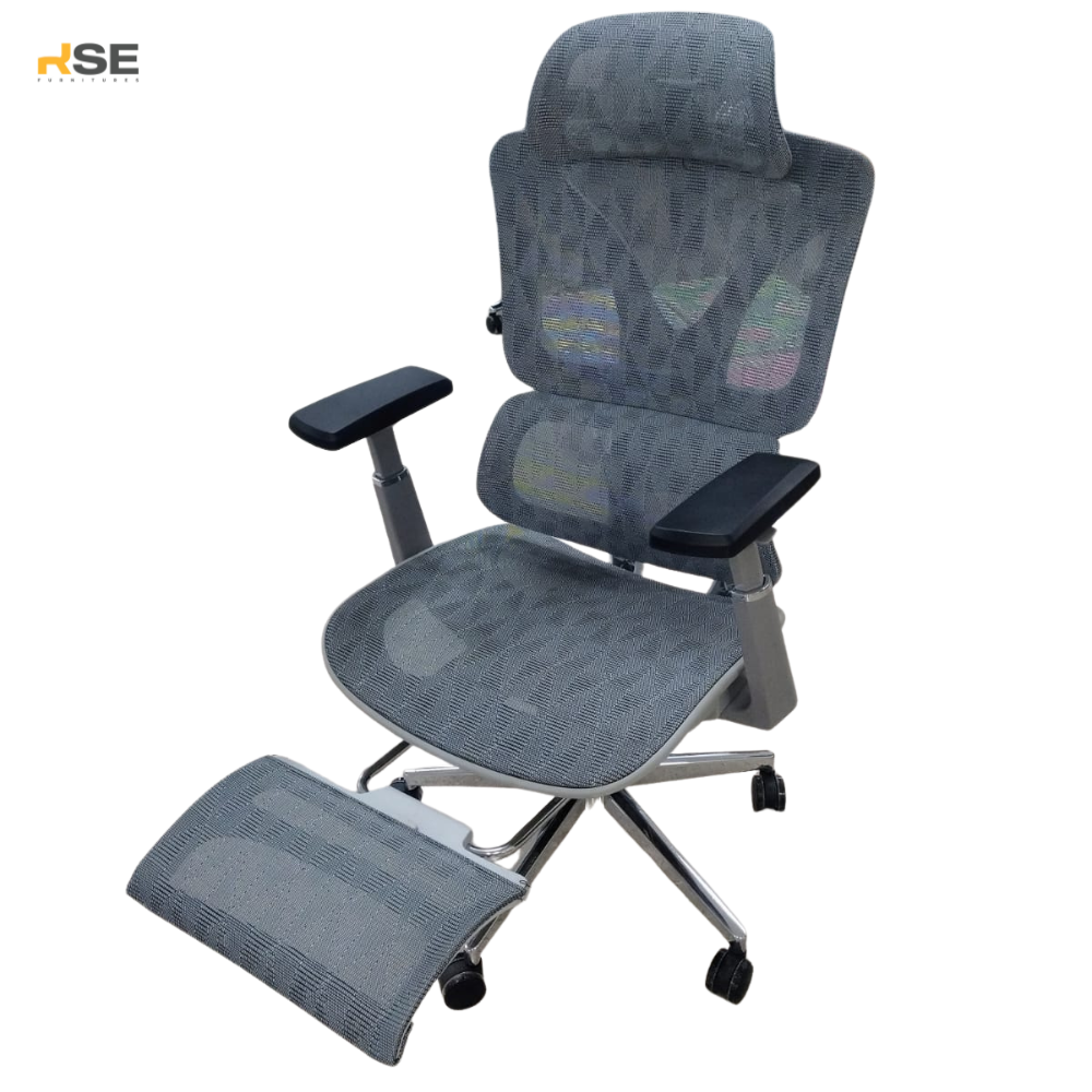 RSE 121 FR Ergonomic Office Chair with Headrest & Lumbar Support | Adjustable Mesh Computer Chair | Modern Workstation Chair for Office & Home
