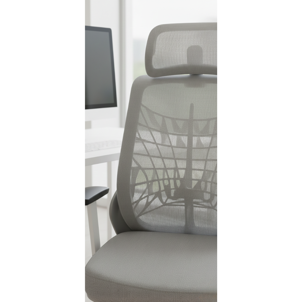 BEEDS Revolving Office Chair 8805 with High Back Mesh Design, Adjustable Headrest, Cushioned Seat & Smooth Swivel Wheels