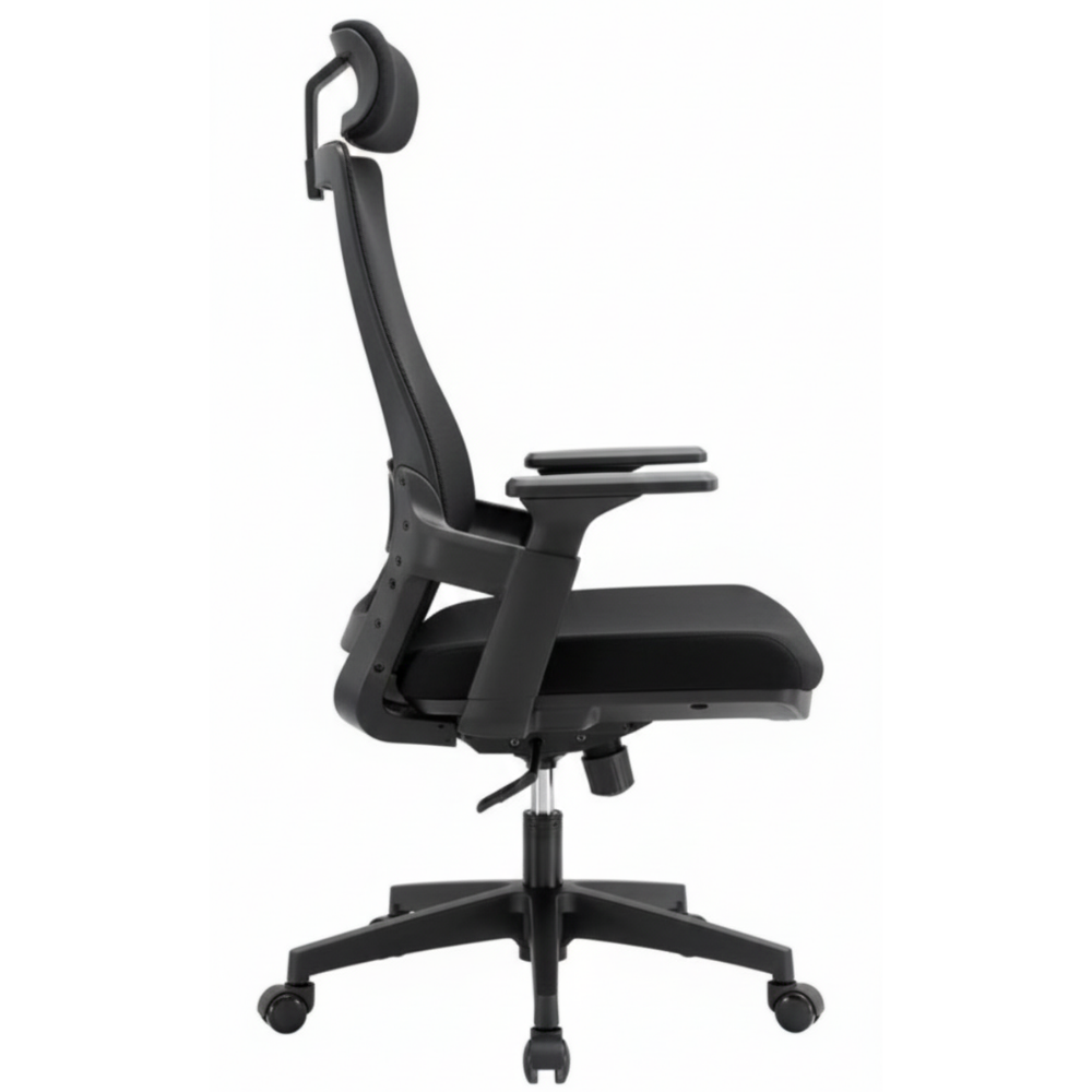 BEEDS 2020A High Back Office Revolving Chair with Headrest, Ergonomic Design, Cushioned Seat, Adjustable Height & Strong Base