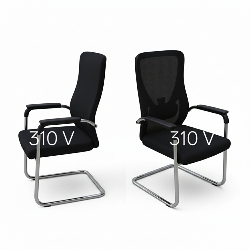 Visitor Chair 310V Ergonomic Office Visitor Chair with Breathable Mesh Back & Cushioned Seat | Strong Metal Frame, Fixed Armrests | Ideal for Reception & Conference Areas