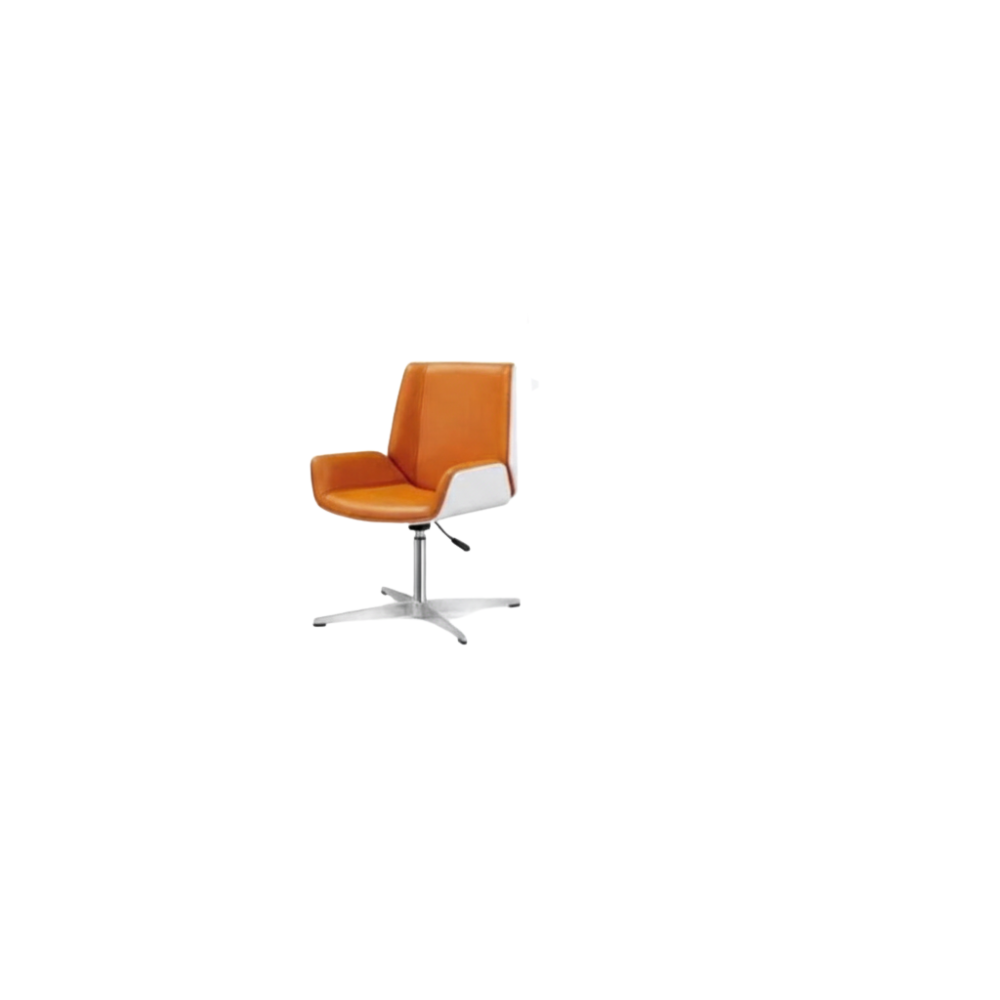 RSE MR-04V Designer Revolving Office Chair with Cushioned Seat & Back | Height Adjustable | 360° Swivel | Chrome Base | Premium Upholstery | Orange & White