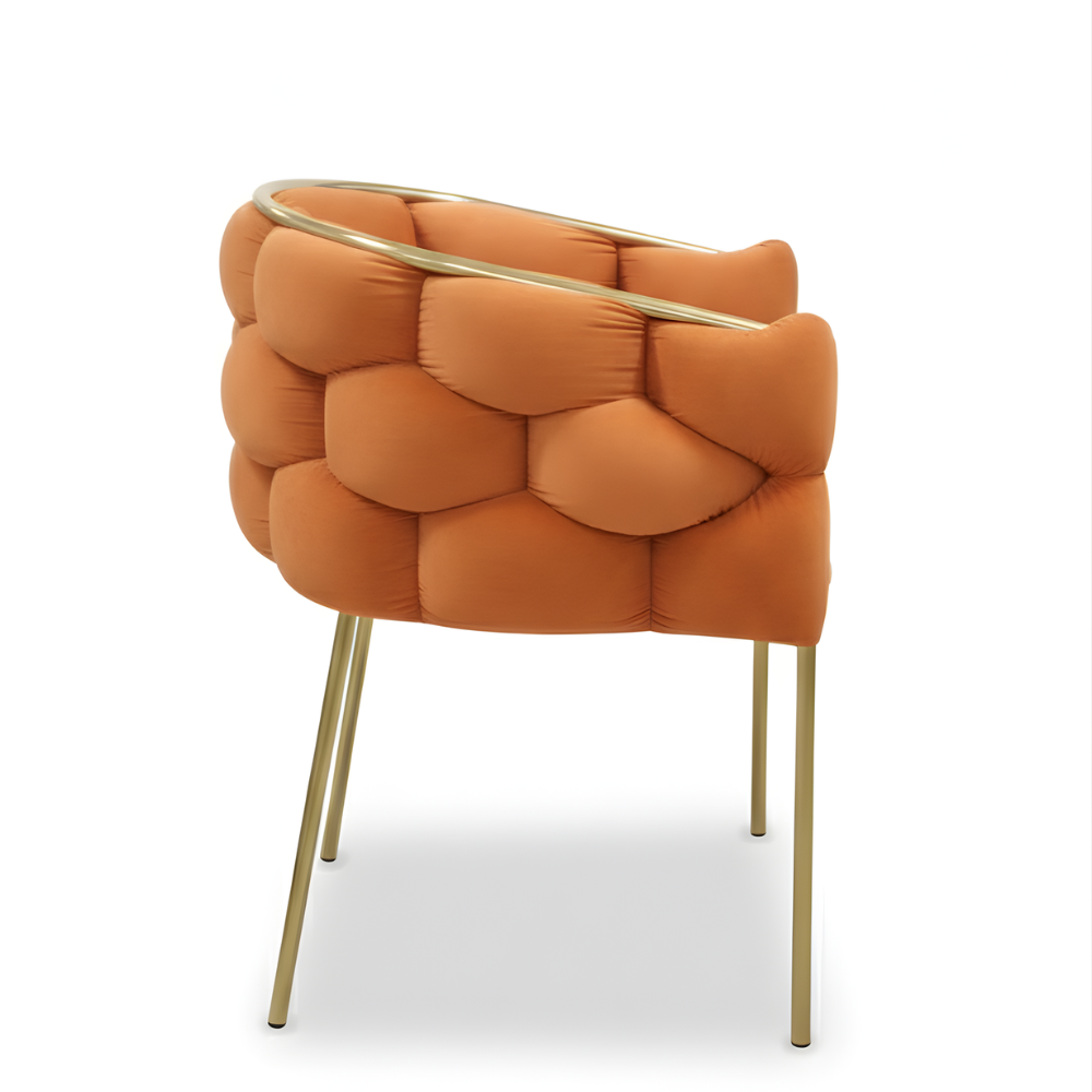 BEEDS D03 Luxury Designer Accent Chair with Plush Upholstery & Gold Metal Frame – Modern Lounge / Dining Chair