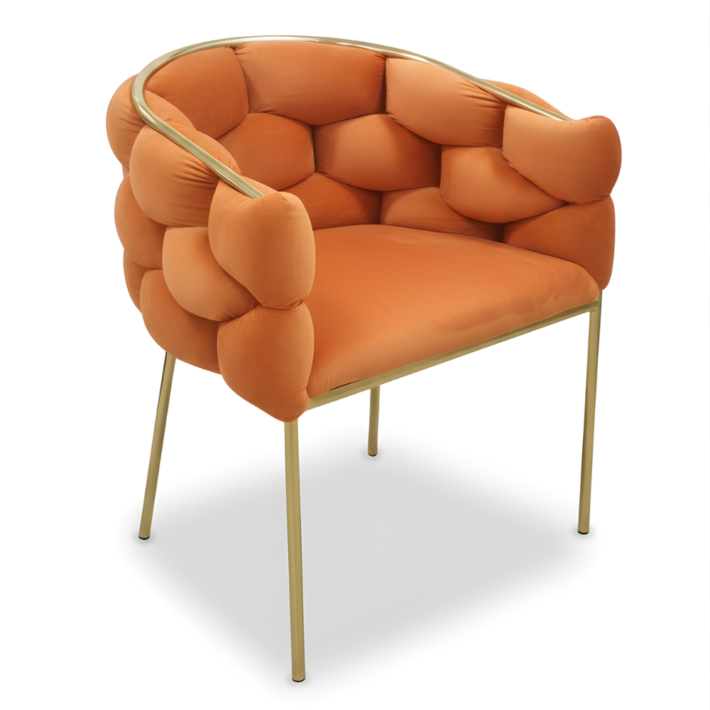 BEEDS D03 Luxury Designer Accent Chair with Plush Upholstery & Gold Metal Frame – Modern Lounge / Dining Chair