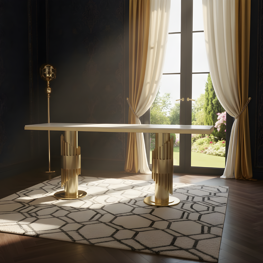 Collapse Metal Table Beeds Console Dual Golden Table Base Heavy Duty Metal | RSE Furnitures