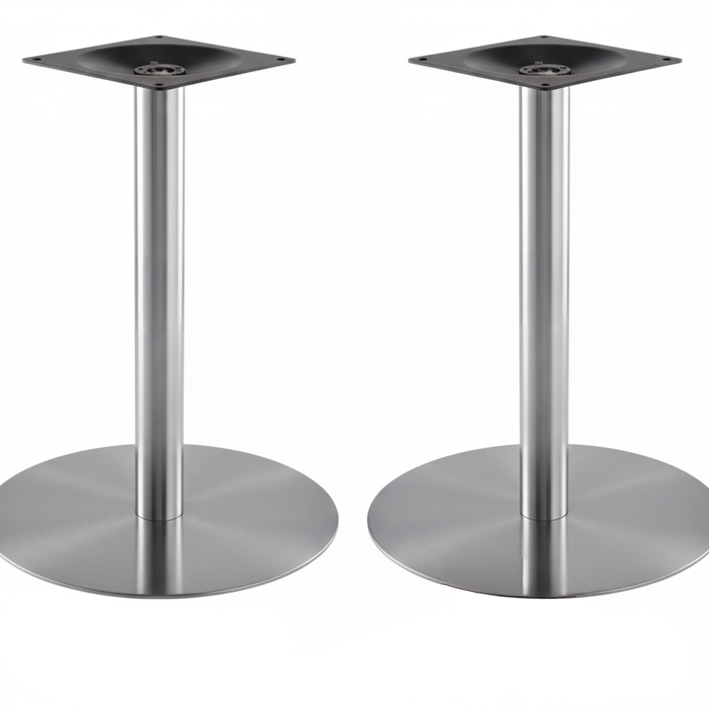 RSE Round Stainless Steel Table Base | Single Pillar Pedestal Support for Cafeteria, Bar & Restaurant Tables | Heavy-Duty SS Base