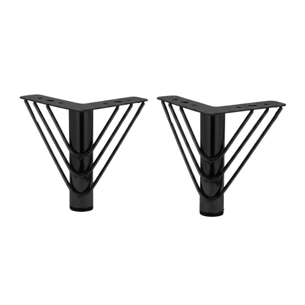 BEEDS 4 Inch Black Wire Furniture Leg | Heavy Duty Metal Hairpin Style Leg | Powder Coated Finish | Ideal for Sofa, Table, Cabinet & Bed