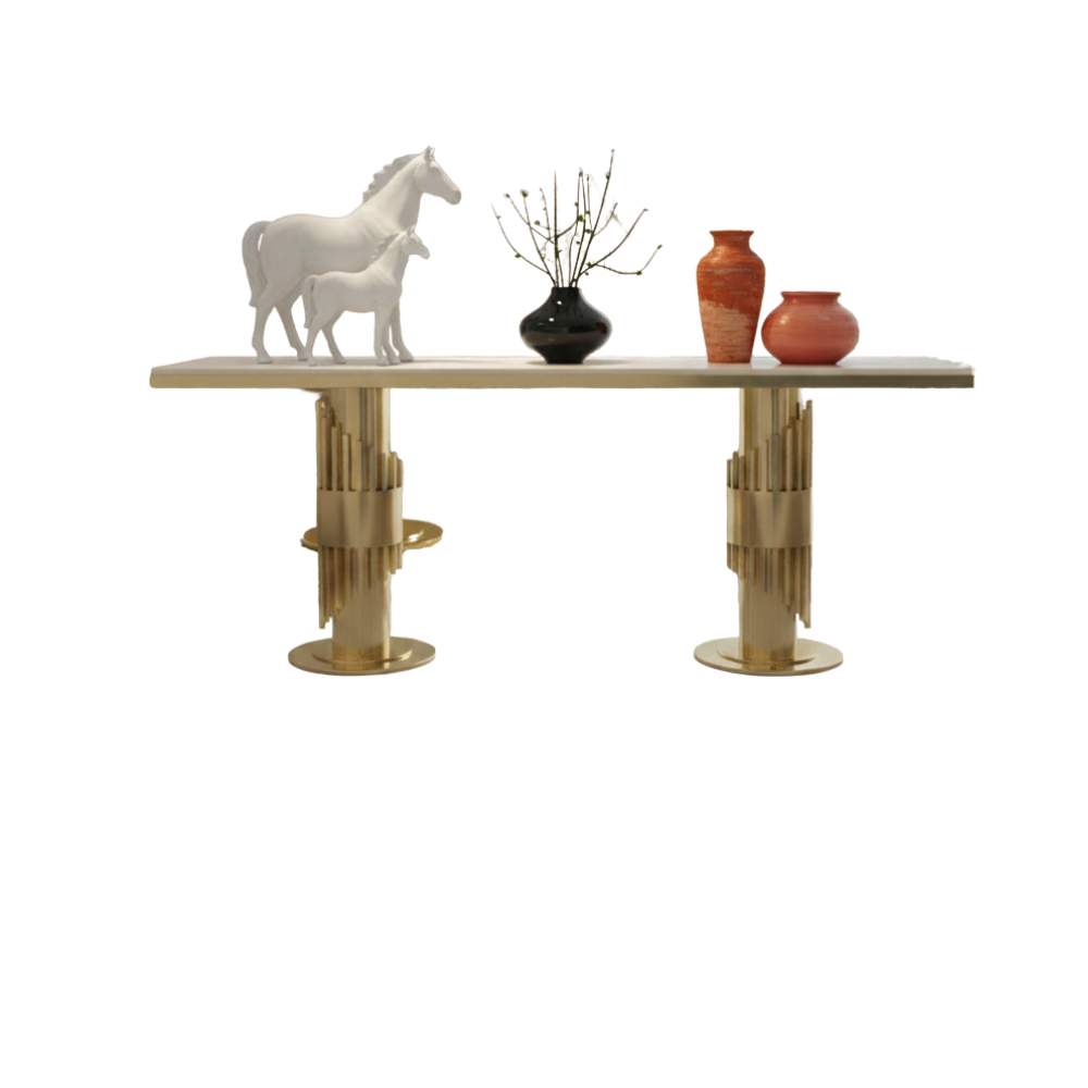 BEEDS JS 082 Dual Golden Table Base with Premium Gold Finish, Heavy Metal Construction for Dining, Café & Restaurant Tables