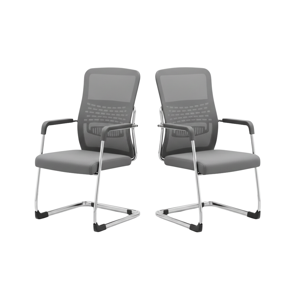 BEEDS Visitor Chair 909V Mesh Office Chair with Chrome Sled Base | Ergonomic Visitor Chair with Breathable Mesh Back & Cushioned Seat for Reception & Waiting Area